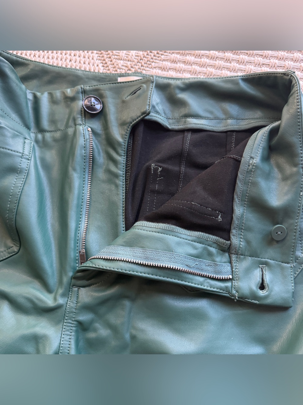 Maeve Forest Green Wide-Leg Faux Leather Pants - Picture 9 of 10